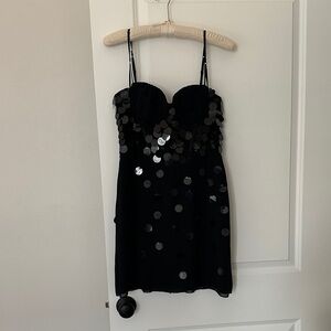 Oh Polly Black Mini Dress with Large Sequins